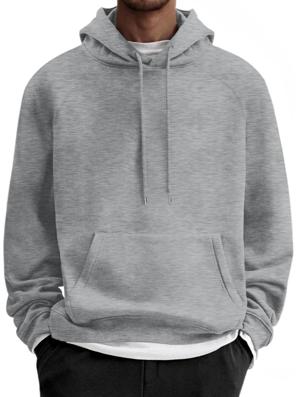 Coofandy Men's Grey Fleece Pullover Long Sleeve Essential Sweatshirt Hoodies